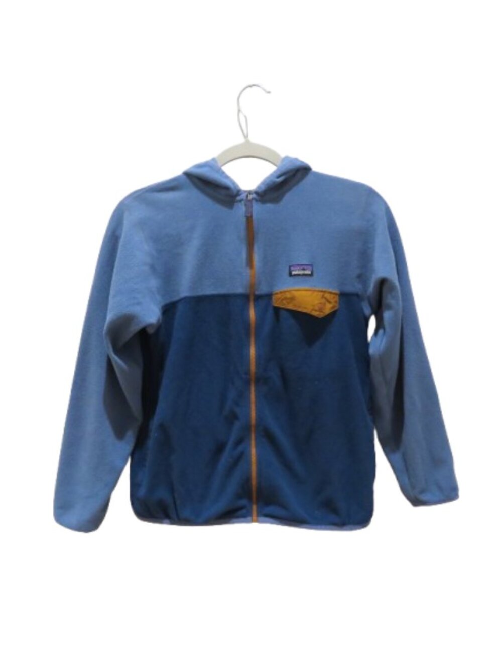 PATAGONIA Micro D Snap-T Hooded Full Zip Fleece Jacket Blue Boys Size 12 Outdoor - Picture 1 of 13